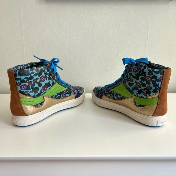 Coach Pointed Toe Floral Hightop Sneakers Size 7 - Picture 11 of 13
